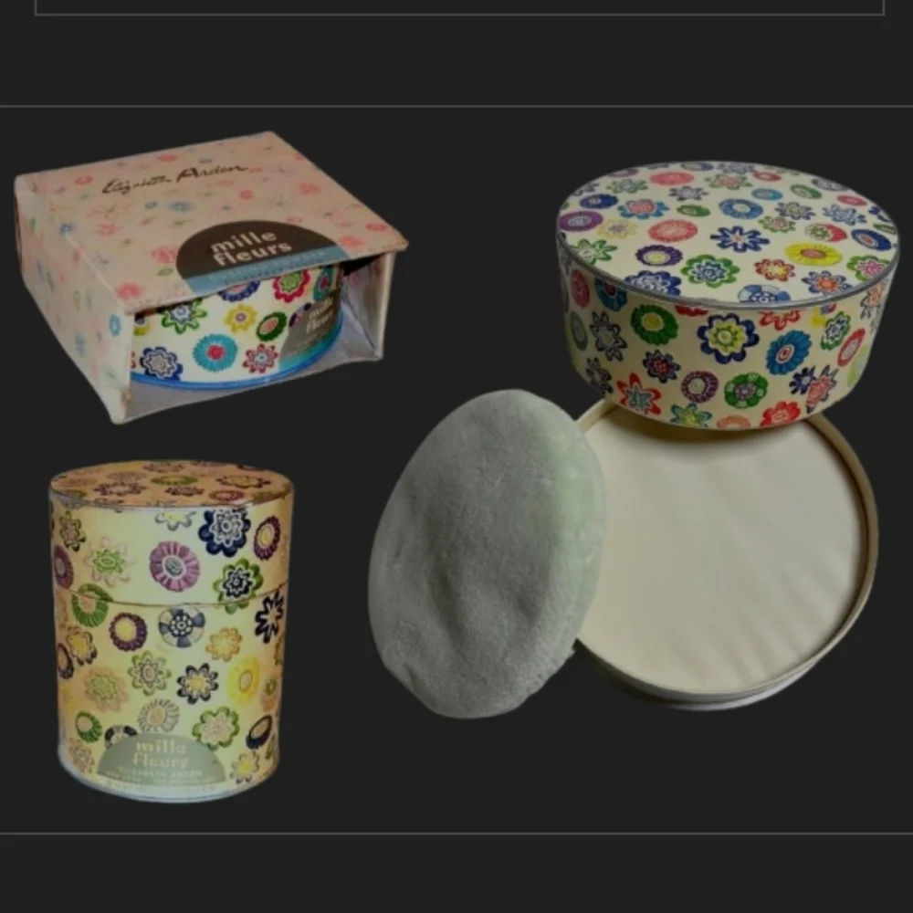 Vintage Elizabeth Arden Mille Fleurs Dusting Powder Box EUC Antique Decor *RARE*